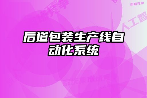 后道包裝生產線自動化系統