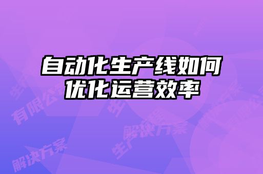 自動(dòng)化生產(chǎn)線如何優(yōu)化運(yùn)營(yíng)效率